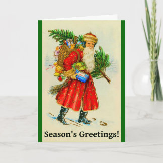 Santa Claus with a Christmas Tree Holiday Card