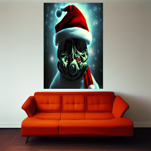 Santa Claus with a gas mask   AI Art Poster