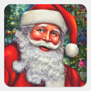 Santa Claus with a Twinkle in His Eye Square Sticker