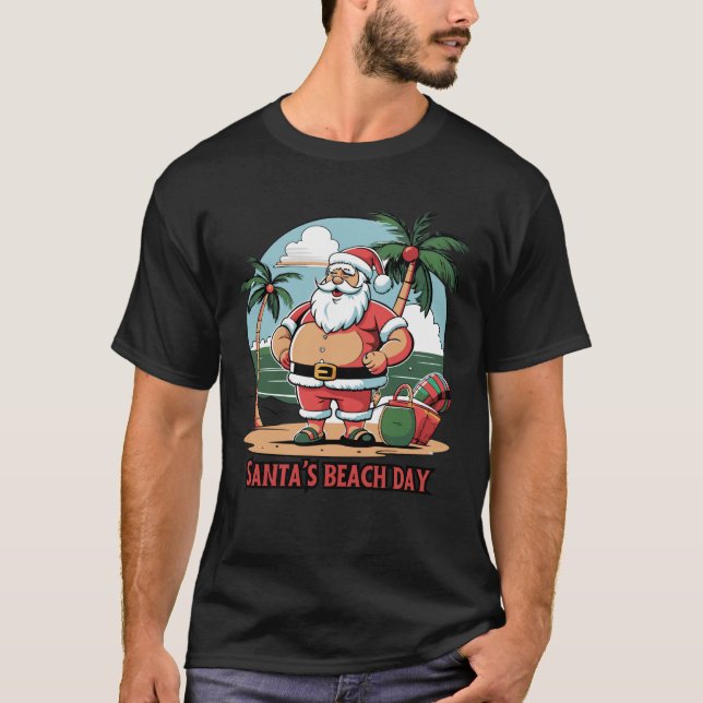 Santa Claus with a Twist – Beach Day T-Shirt (Front)