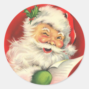 Santa Claus with a Wink Classic Round Sticker