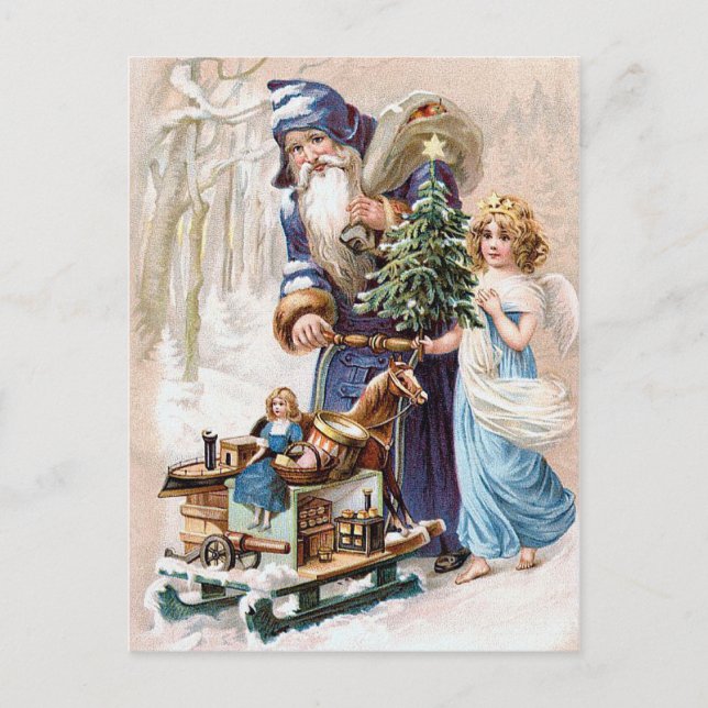 Santa Claus with Angel Holiday Postcard (Front)