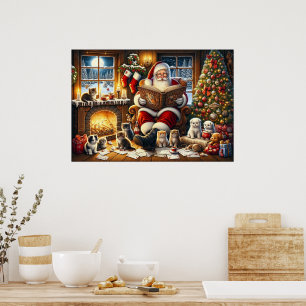 Santa Claus with animal friends Poster