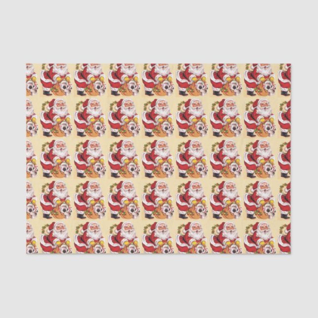 Santa Claus with Bag of Toys Christmas Eve Tissue Paper (Front)
