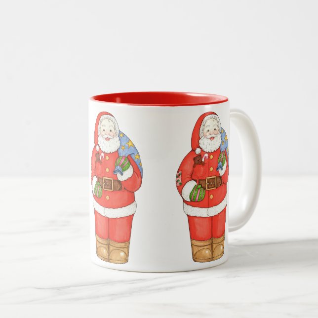Santa Claus with Bag Two-Tone Coffee Mug (Front Right)