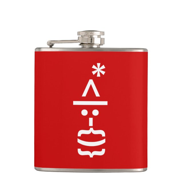 Santa Claus with Beard Christmas Emoticon Hip Flask (Front)