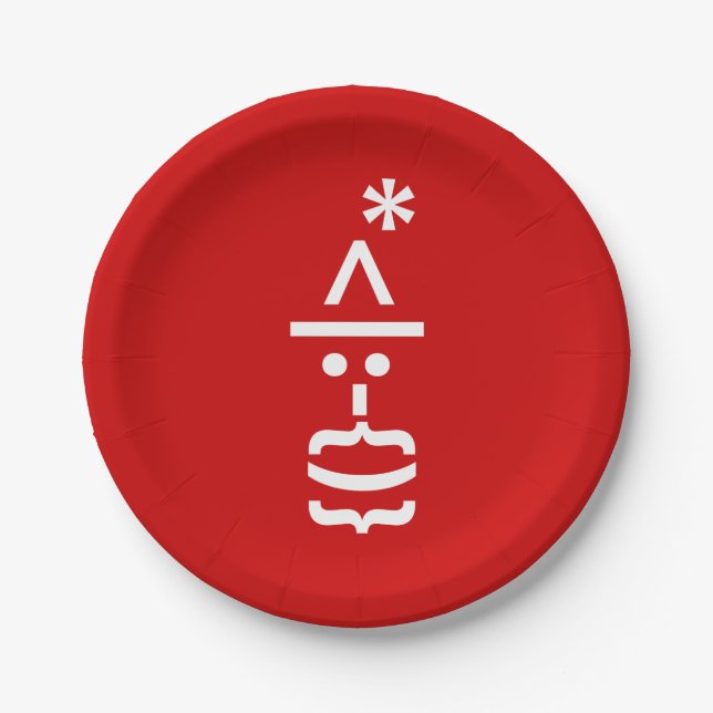 Santa Claus with Beard Christmas Emoticon Paper Plate (Front)