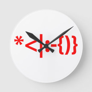 Santa Claus with Beard Christmas Emoticon Round Clock