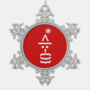 Santa Claus with Beard Christmas Emoticon Snowflake Pewter Christmas Ornament