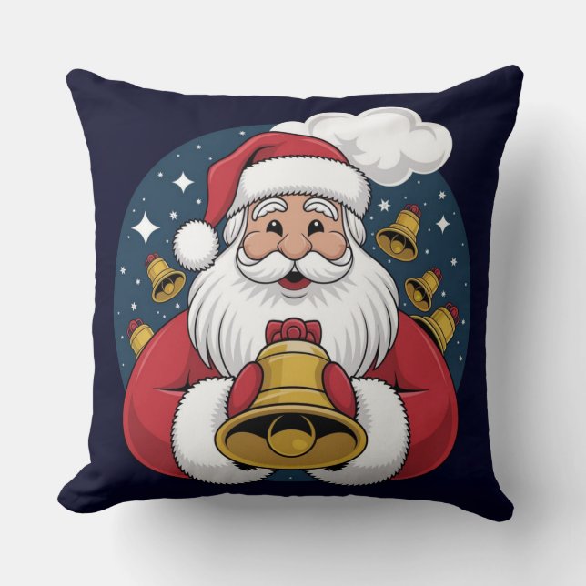  Santa Claus with Bells Christmas Pillow (Front)