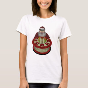 Santa Claus With Birthday Cake T-Shirt
