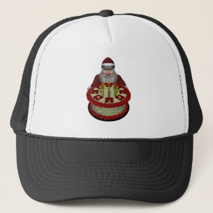 Santa Claus With Birthday Cake Trucker Hat