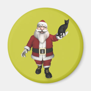 Santa Claus With Black Cat Magnet