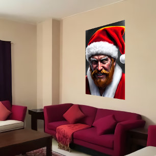 Santa Claus with brown beard   AI Art Poster