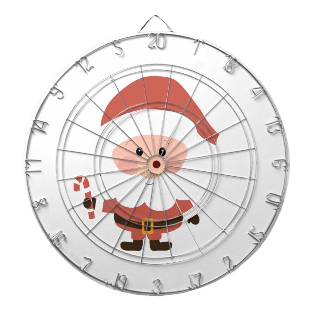Santa Claus with candy cane cartoon Dartboard (Front)