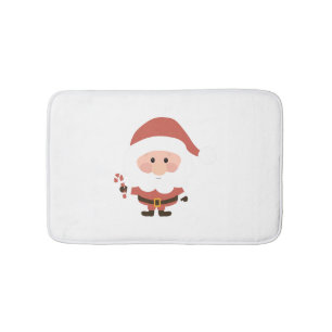 Santa Claus with candycane cartoon Bath Mat