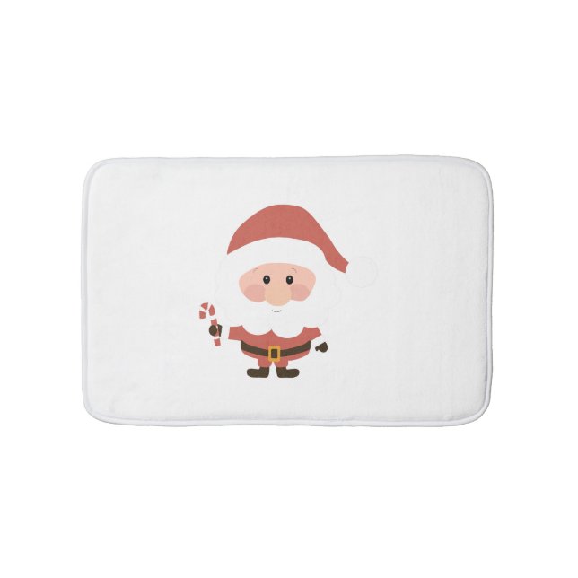 Santa Claus with candycane cartoon Bath Mat (Front)