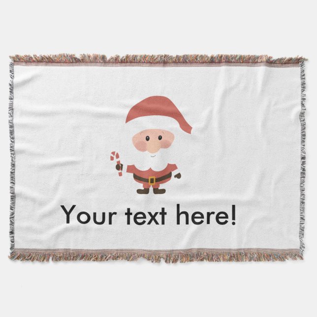 Santa Claus with candycane cartoon Throw Blanket (Front)