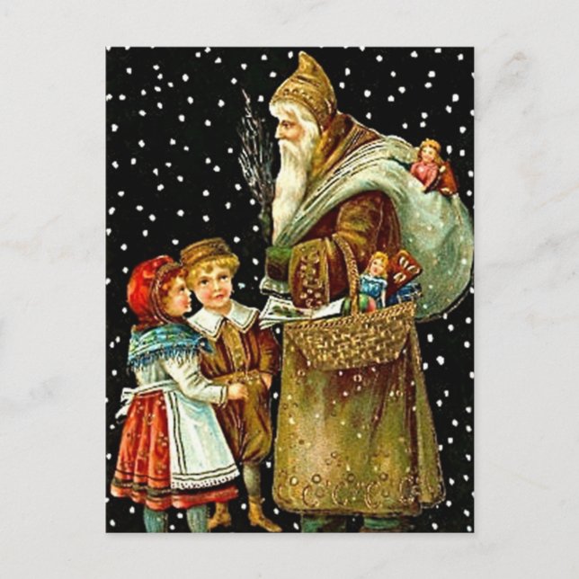 Santa Claus with Children Holiday Postcard (Front)