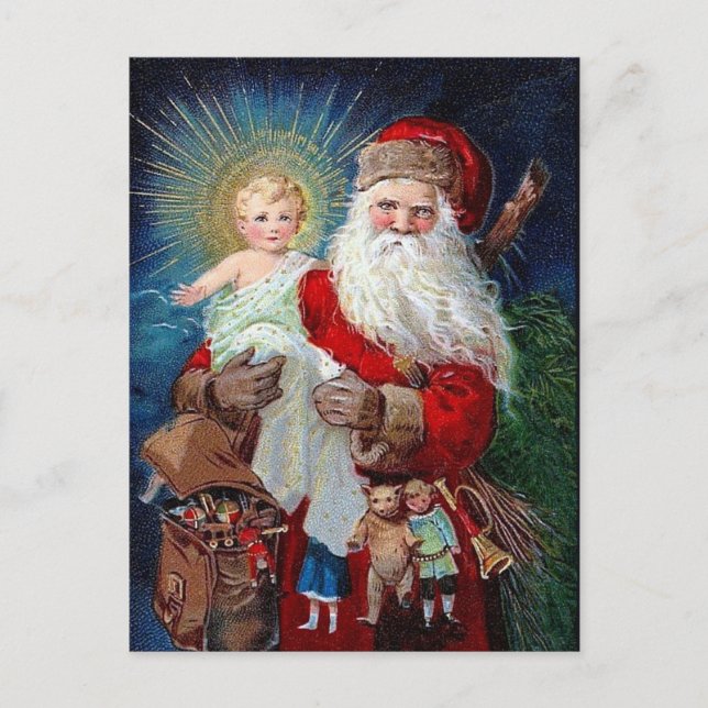 Santa Claus with Christ Child Holiday Postcard (Front)