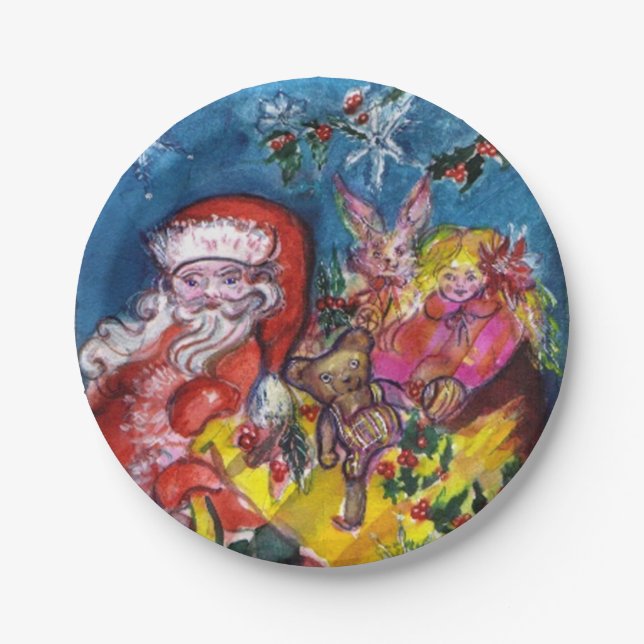 SANTA CLAUS WITH CHRISTMAS GIFT SACK PAPER PLATE (Front)