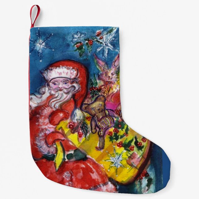 SANTA CLAUS WITH CHRISTMAS GIFT SACK SMALL CHRISTMAS STOCKING (Front)