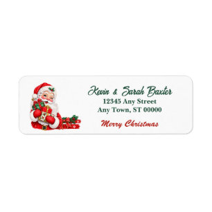 Santa Claus with Christmas Gifts Return Address Label