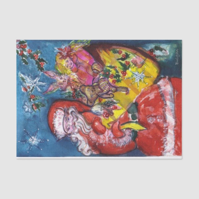 SANTA CLAUS WITH CHRISTMAS GIFTS TISSUE PAPER (Front)