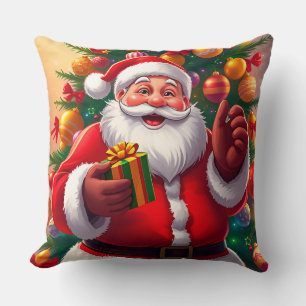 Santa Claus with Christmas Tree and Gifts Cushion