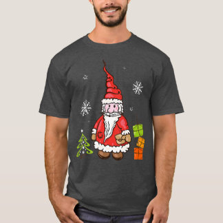 Santa Claus with Christmas Tree and Snowflakes Xma T-Shirt