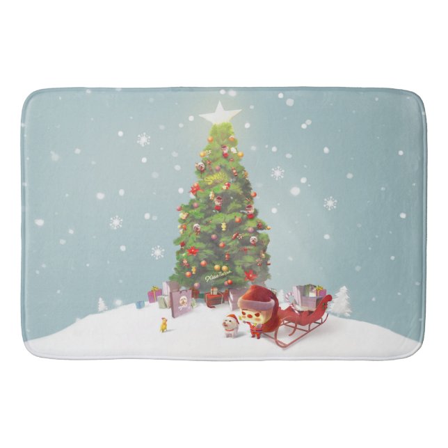 Santa Claus with Christmas Tree Bath Mat (Front)