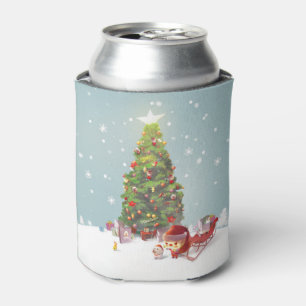 Santa Claus with Christmas Tree Can Cooler