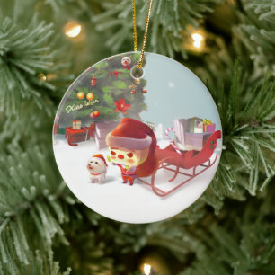 Santa Claus with Christmas Tree Ceramic Ornament