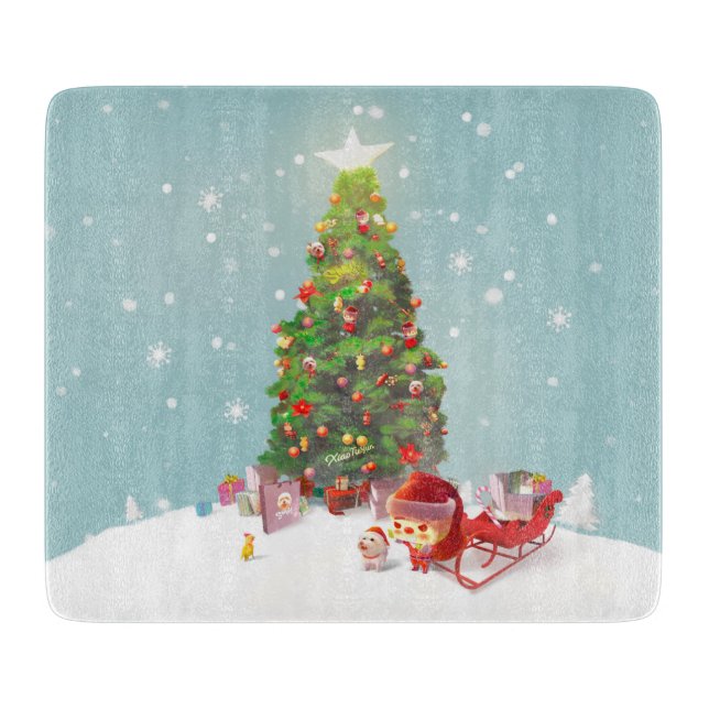 Santa Claus with Christmas Tree Cutting Board (Front)