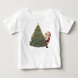 Santa Claus with Christmas Tree – Festive Holiday Baby T-Shirt
