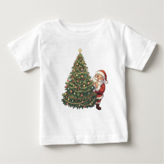 Santa Claus with Christmas Tree – Festive Holiday  Baby T-Shirt