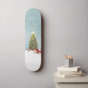 Santa Claus with Christmas Tree Skateboard