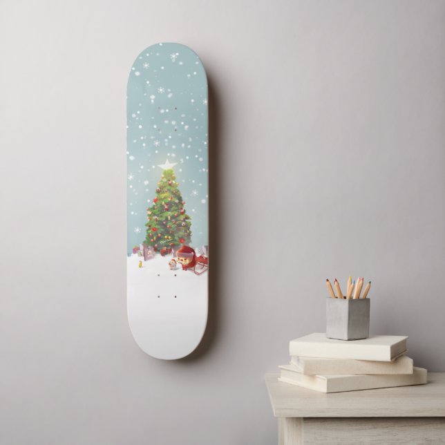 Santa Claus with Christmas Tree Skateboard (Wall Art)