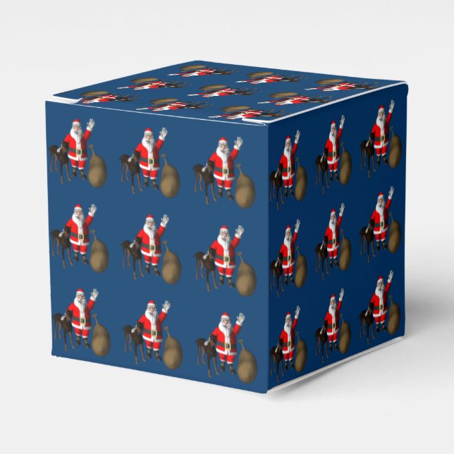 Santa Claus With Doberman Pinscher Favour Box (Front Side)