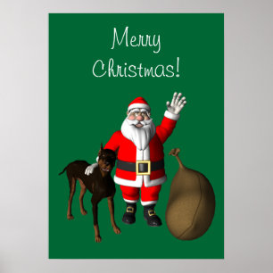 Santa Claus With Doberman Pinscher Poster