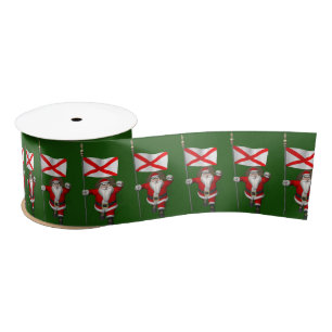 Santa Claus With Ensign Of Alabama Satin Ribbon