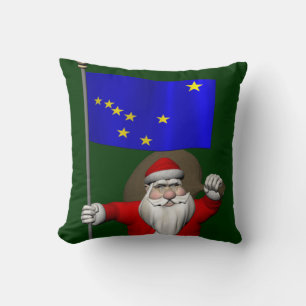Santa Claus With Ensign Of Alaska Cushion
