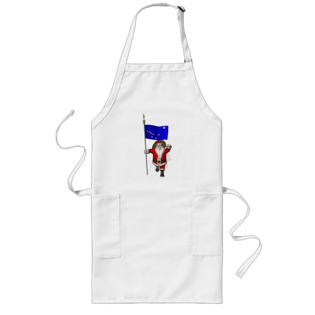 Santa Claus With Ensign Of Alaska Long Apron (Front)