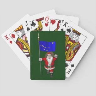 Santa Claus With Ensign Of Alaska Playing Cards