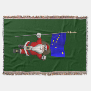 Santa Claus With Ensign Of Alaska Throw Blanket