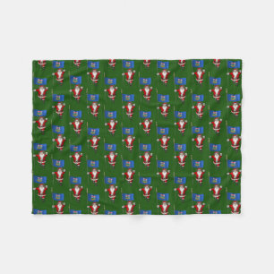 Santa Claus With Ensign Of Alberta Fleece Blanket