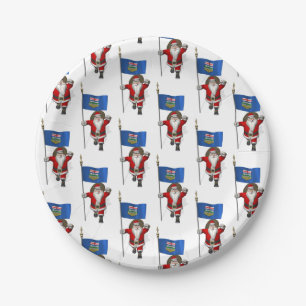 Santa Claus With Ensign Of Alberta Paper Plate