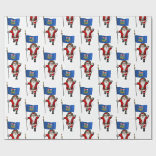 Santa Claus With Ensign Of Alberta Wrapping Paper
