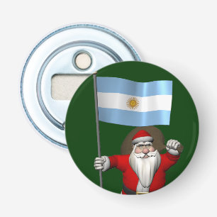 Santa Claus With Ensign Of Argentina Bottle Opener