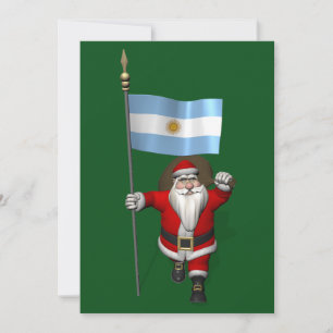 Santa Claus With Ensign Of Argentina Holiday Card